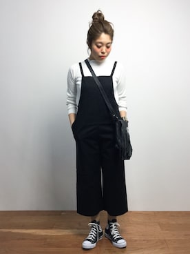 「TODAYFUL（トゥデイフル）のアイテム（サロペット/オーバーオール）」を使った、ぽんさん（レディース・158cm）の冬コーディネート