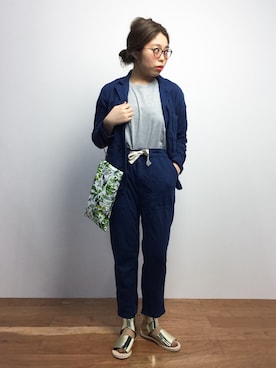 「グレーTシャツ」｜「アイテム（その他アウター）」を使った、ぽんさん（レディース・158cm）の冬コーディネート