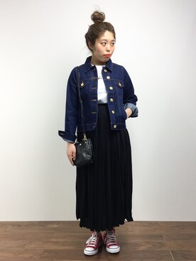 「FIG&VIPER（フィグアンドバイパー）のアイテム（デニムジャケット）」を使った、ぽんさん（レディース・158cm）の春コーディネート