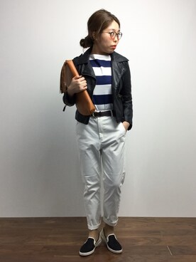 「JEANASIS（ジーナシス）のアイテム（チノパンツ）」を使った、ぽんさん（レディース・158cm）の春コーディネート