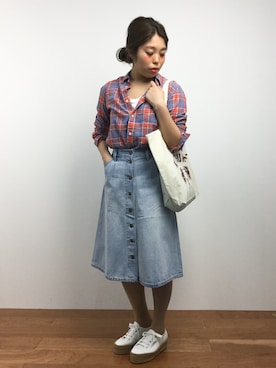 「Levi's（リーバイス）のアイテム（スカート）」を使った、ぽんさん（レディース・158cm）の春コーディネート