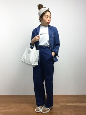 「JOURNAL STANDARD（ジャーナルスタンダード）の 【EVERLAST/エバーラスト】HI NECK logo tee/ハイネックロゴTシャツ#（Tシャツ/カットソー）」を使った、ぽんさん（レディース・158cm）の春コーディネート