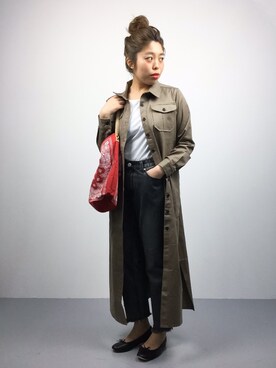 「フリンジデニム」｜「アイテム（その他アウター）」を使った、ぽんさん（レディース・158cm）の春コーディネート