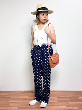 「BRIXTON（ブリクストン）のアイテム」を使った、ぽんさん（レディース・158cm）の夏コーディネート
