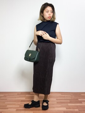 「Ameri（アメリ）のアイテム（スカート）」を使った、ぽんさん（レディース・158cm）の夏コーディネート