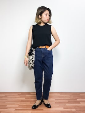 「テーパードデニム」｜ぽんさん（レディース・158cm）の夏コーディネート