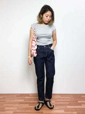 「テーパードデニム」｜ぽんさん（レディース・158cm）の夏コーディネート