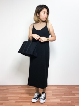 「Ameri（アメリ）のアイテム（ニット/セーター）」を使った、ぽんさん（レディース・158cm）の夏コーディネート