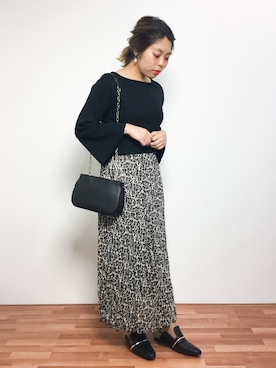 「フラワープリント」｜「アイテム（その他シューズ）」を使った、ぽんさん（レディース・158cm）の秋コーディネート