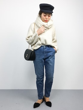 「HELIOPOLE（エリオポール）のアイテム（ニットキャップ/ビーニー）」を使った、ぽんさん（レディース・158cm）の秋コーディネート