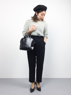 「パイピングベレー帽」｜ぽんさん（レディース・158cm）の秋コーディネート