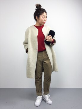 「JEANASIS（ジーナシス）のアイテム（ムートンコート）」を使った、ぽんさん（レディース・158cm）の冬コーディネート