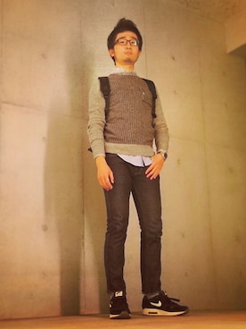 「H&M（エイチ・アンド・エム）のアイテム（バックパック/リュック）」を使った、ジョルさん（メンズ・165cm）の秋コーディネート