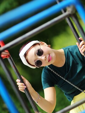 「asos（エイソス）のアイテム（サングラス、ブラック系）」を使った、nanjeong Leeさん（レディース・157cm）の夏コーディネート