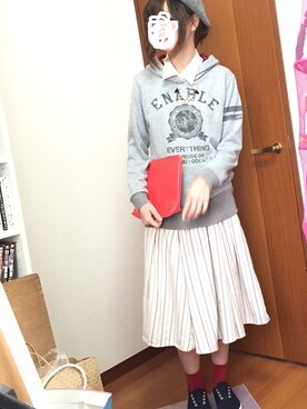 「キャンバスシューズ」｜「アイテム（ハンチング/ベレー帽）」を使った、ぁみ、さん（レディース・160cm）の春コーディネート