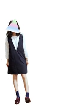 「mystic（ミスティック）のアイテム（ジャンパースカート）」を使った、ah◡̈さん（レディース・157cm）の春コーディネート