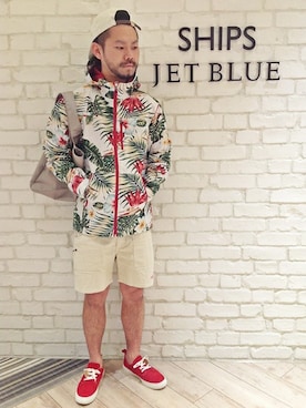 「SHIPS JET BLUE（シップスジェットブルー）のアイテム（エコバッグ/サブバッグ）」を使った、西川さん（メンズ・174cm）の春コーディネート
