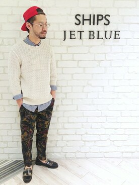 「SHIPS JET BLUE（シップスジェットブルー）のアイテム（その他シューズ）」を使った、西川さん（メンズ・174cm）の春コーディネート