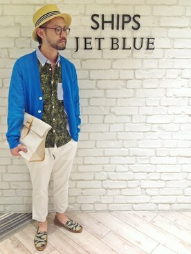 「SHIPS JET BLUE（シップスジェットブルー）のアイテム（その他シューズ）」を使った、西川さん（メンズ・174cm）の春コーディネート