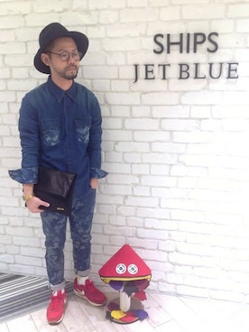 「SHIPS JET BLUE（シップスジェットブルー）のアイテム（ファッション雑貨）」を使った、西川さん（メンズ・174cm）の秋コーディネート