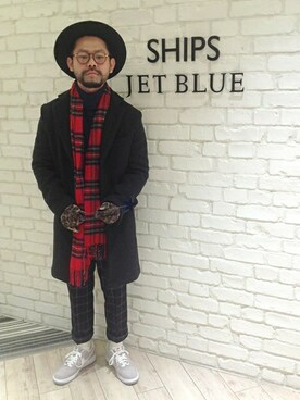 「SHIPS JET BLUE（シップスジェットブルー）のアイテム（ブルゾン）」を使った、西川さん（メンズ・174cm）の秋コーディネート