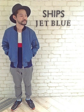 「SHIPS JET BLUE（シップスジェットブルー）のアイテム（ミリタリージャケット）」を使った、西川さん（メンズ・174cm）の冬コーディネート