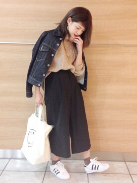 JEANASIS姫路ピオレ店｜AIKA使用「JEANASIS（ワイドタッククロップドパンツ/709272）」的時尚穿搭