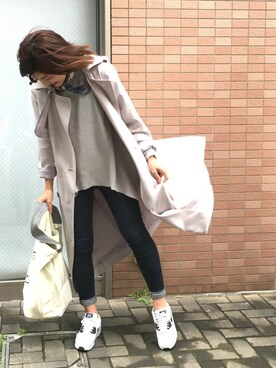 「JEANASIS（ジーナシス）のDENIMシルキースキニーパンツ/715842 （デニムパンツ）」を使った、AIKAさん（レディース・158cm）の春コーディネート