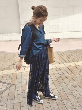 「JEANASIS（ジーナシス）のDENIMシルキースキニーパンツ/715842 （デニムパンツ）」を使った、AIKAさん（レディース・158cm）の秋コーディネート