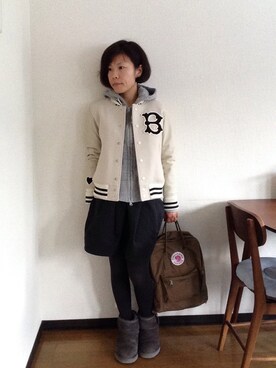 「UGG」｜「アイテム（スタジャン）」を使った、fukumorihiromiさん（レディース・149cm）の冬コーディネート