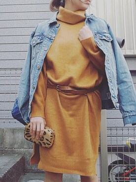 「Ungrid（アングリッド）の 【Casual】ｳﾞｨﾝﾃｰｼﾞGｼﾞｬﾝ （デニムジャケット）」を使った、Mさん（レディース・158cm）の秋コーディネート