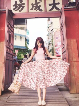 「0_1（リンイー）のアイテム」を使った、朱綺綺さん（レディース・162cm）の夏コーディネート