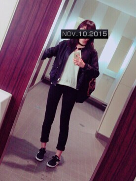 「NIKE（ナイキ）のNIKE/ナイキ グランドテラス 654495（スニーカー）」を使った、A Y A M Iさん（レディース・157cm）の秋コーディネート