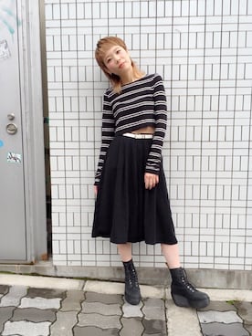 「厚底」｜森山保奈美さん（レディース・154cm）の夏コーディネート