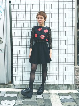 「リップ」｜「アイテム（ワンピース/ドレス）」を使った、森山保奈美さん（レディース・154cm）の夏コーディネート