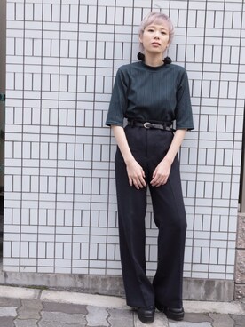 「MONKI（モンキ）のアイテム（ピアス（両耳用））」を使った、森山保奈美さん（レディース・154cm）の冬コーディネート