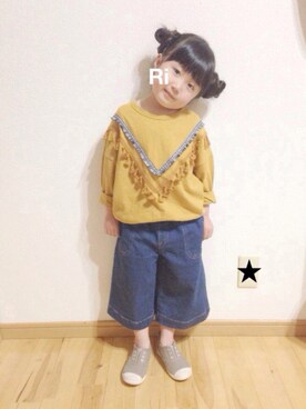 「アイテム（イエロー系）」を使った、ririri✧*｡さん（キッズ・110cm）の春コーディネート
