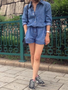 「DIESEL（ディーゼル）のアイテム（サロペット/オーバーオール）」を使った、nor hyun seonさん（レディース・158cm）の夏コーディネート