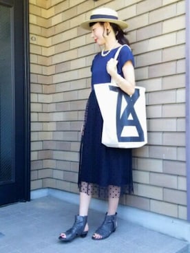 「7月WEAR夏のサンダル祭り」｜「アイテム（ワンピース/ドレス）」を使った、きいさん（レディース・157cm）の夏コーディネート