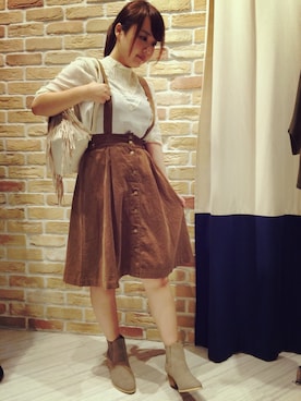 「AS KNOW AS PINKY（アズノゥアズピンキー）のアイテム（ブーティ）」を使った、mihoさん（レディース・159cm）の夏コーディネート
