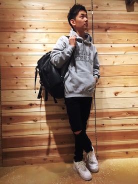 「アイテム（バックパック/リュック）」を使った、ゆーやさん（メンズ・171cm）の春コーディネート