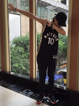 「MUJI Labo（ムジラボ）のアイテム（キャップ）」を使った、Alan  Hoさん（メンズ・179cm）の夏コーディネート