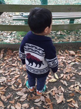 「カウチンセーター」｜「アイテム（その他アウター）」を使った、ichikaさん（キッズ・80cm）の冬コーディネート