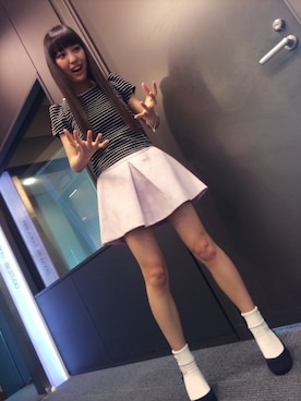 「MERCURYDUO（マーキュリーデュオ）のアイテム（スカート）」を使った、飯窪春菜さん（レディース・160cm）の春コーディネート