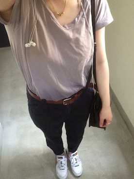 「UNIQLO Tシャツ」｜「アイテム（アクセサリー）」を使った、sak.さん（レディース・155cm）の夏コーディネート