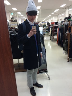 「AZUL by moussy（アズールバイマウジー）のアイテム（ニットキャップ/ビーニー）」を使った、りょーーまさん（メンズ・177cm）の冬コーディネート