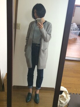 「OZOC（オゾック）のアイテム（ブーティ）」を使った、7chie7さん（レディース・160cm）の春コーディネート