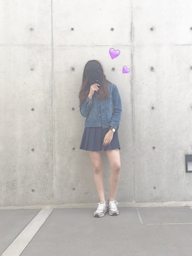 「オルチャンファッション」｜「アイテム（デニムジャケット）」を使った、しおりさん（レディース・161cm）の春コーディネート