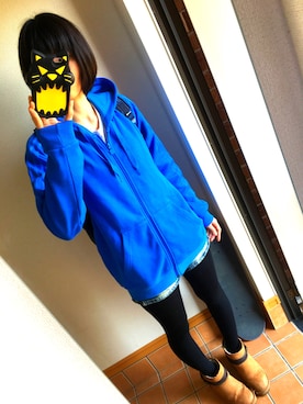 「adidas（アディダス）のアイテム（パーカー、ブルー系）」を使った、kancham☆さん（レディース・170cm）の春コーディネート