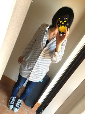「GRL（グレイル）のアイテム（シャツワンピース、ホワイト系）」を使った、kancham☆さん（レディース・170cm）の春コーディネート